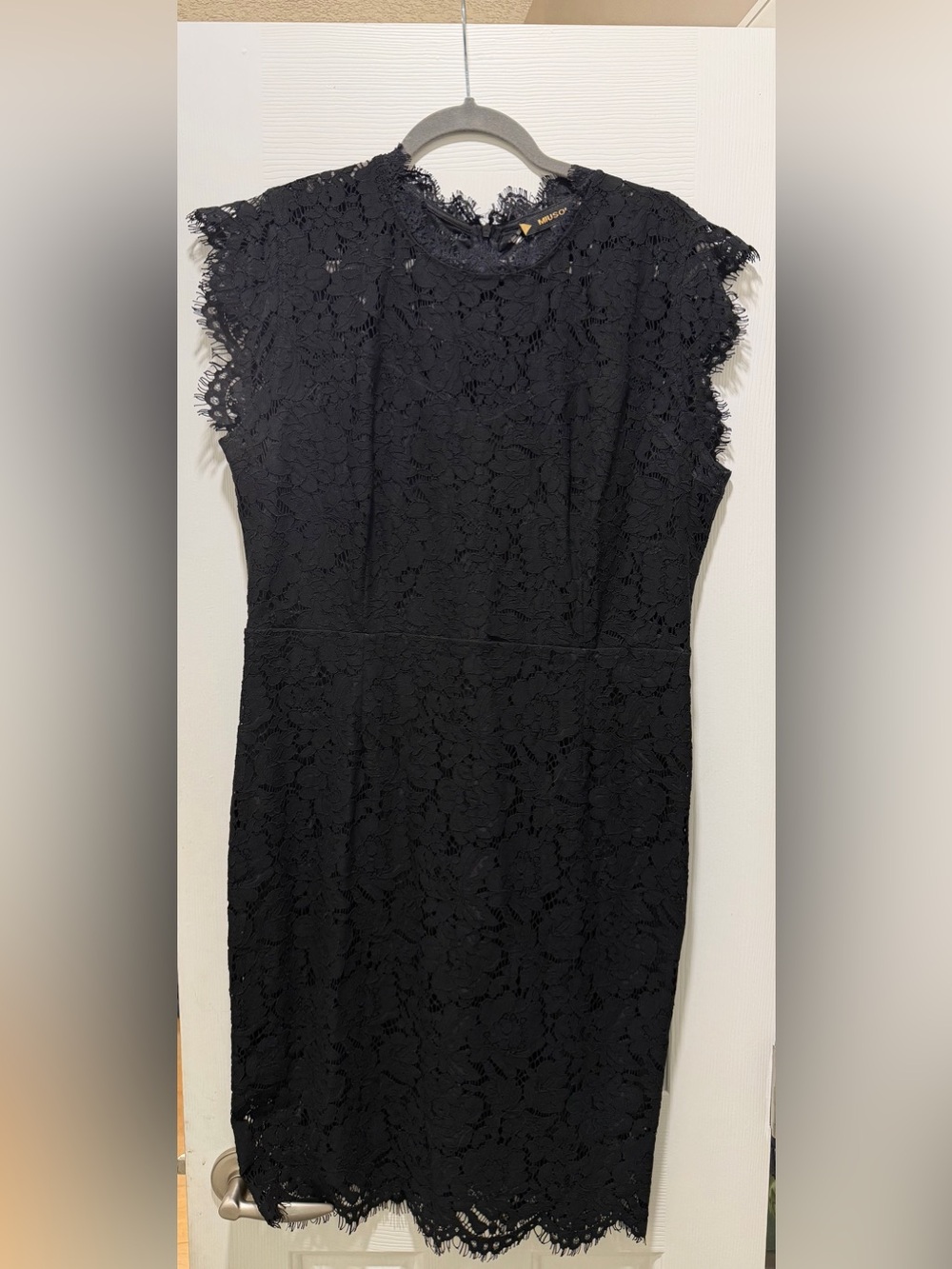 Miusol Black Lace Lined Midi Sheath Dress Like New Size XL